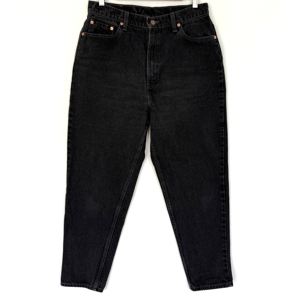 Vintage Levi's 521 Jeans Womens 14 Black Tapered Fit Tapered Leg Short High Rise